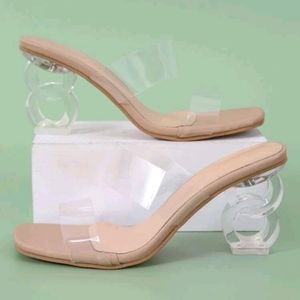 Clear sculptural heeled mule sandle